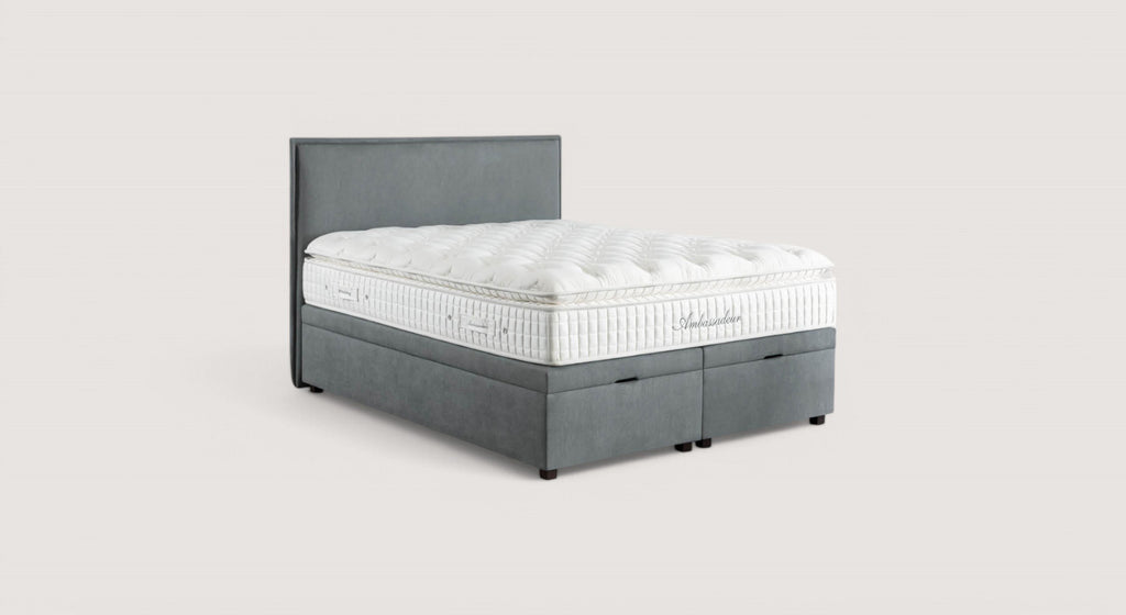 Lit coffre Ouessant Mine Niagara avec matelas Ambassadeur, design élégant et moderne, deux tiroirs de rangement intégrés