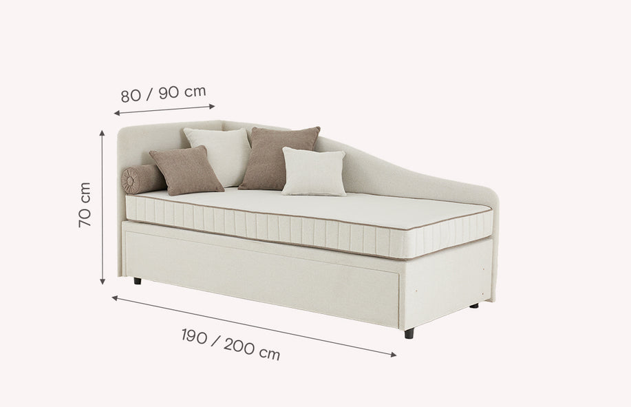 Lit gigogne méridienne BRENDA Guard Natural / Guard/12-Taupe-1