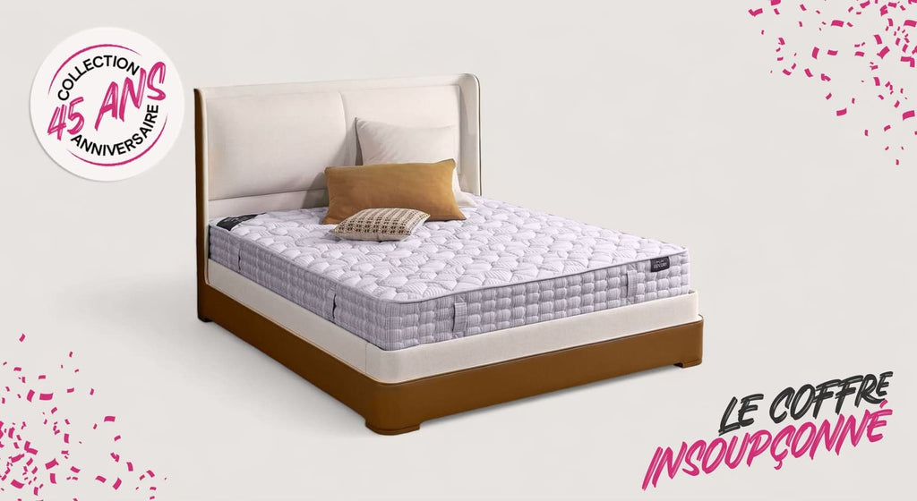 Lit coffre avec tête de lit ISABEL Cosmic Beige / Cassa/-Brown