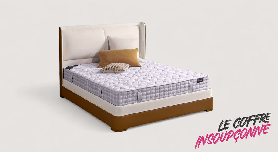 Lit coffre avec tête de lit ISABEL Cosmic Beige / Cassa/-Brown-1