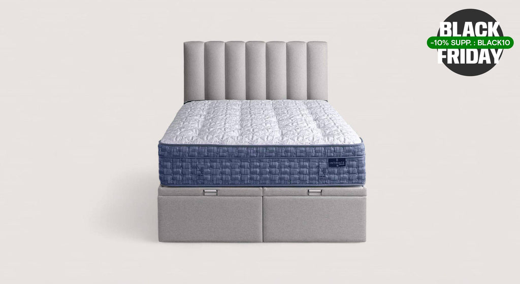 Lit coffre WARREN BOX XXL Flanel Stone